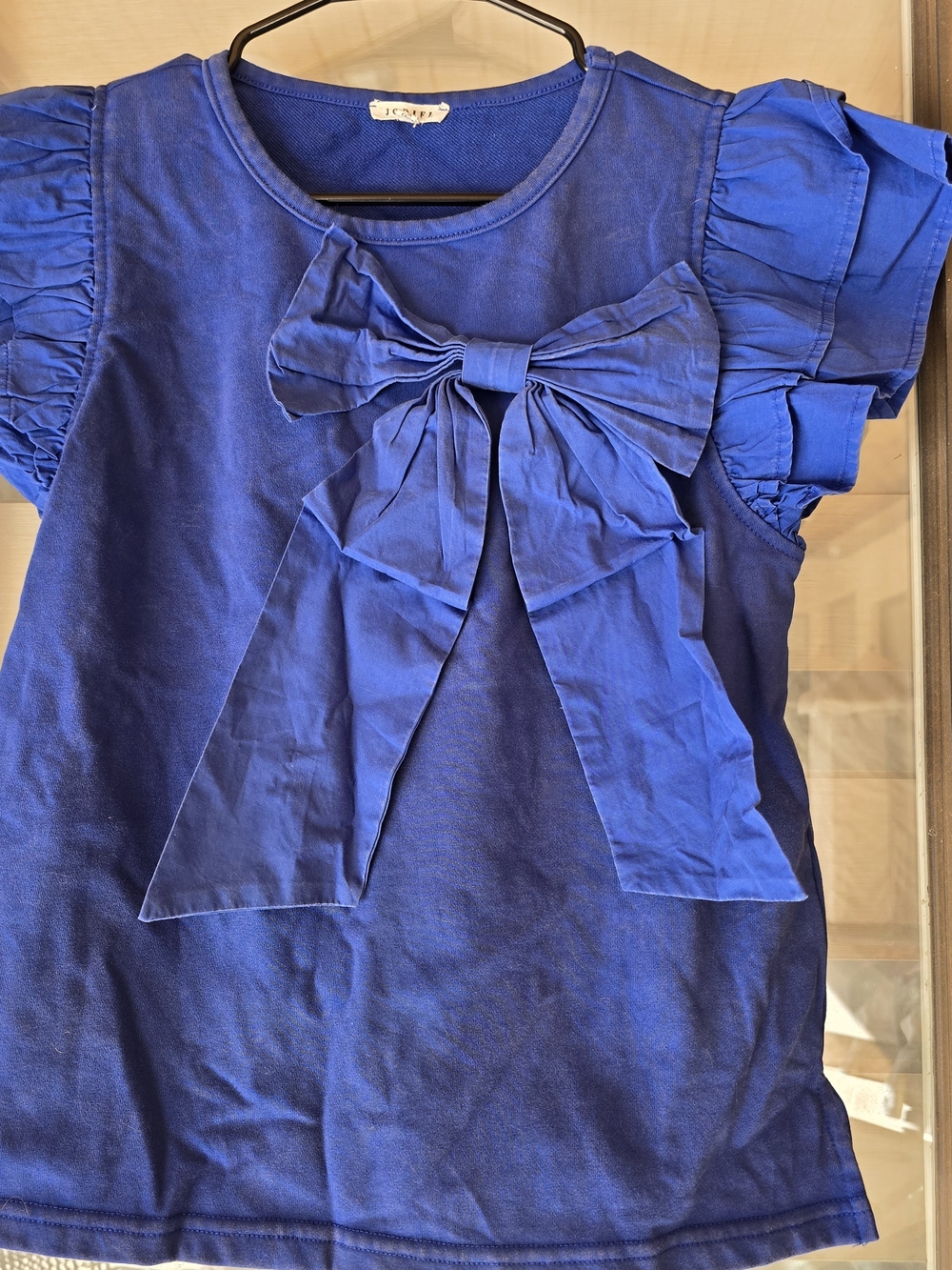 JODIFL Cobalt Blue Short Sleeve Top with Front Bow Detail